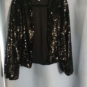Black Sequin Jacket with elastic at wrist